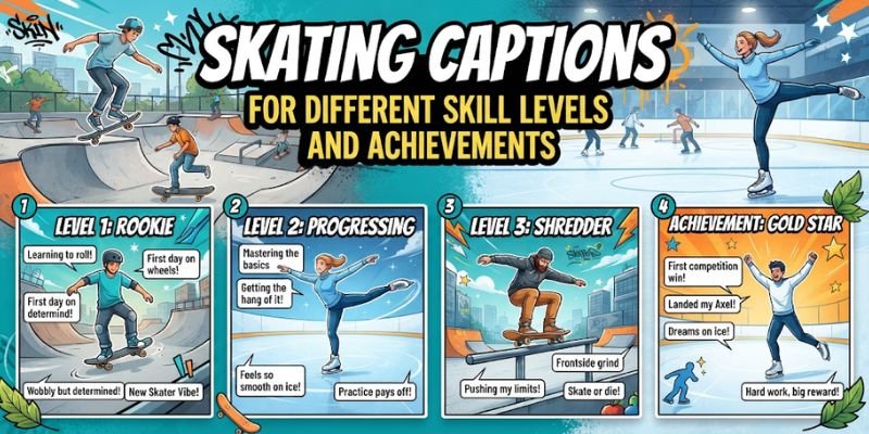 Skating Captions for Different Skill Levels and Achievements